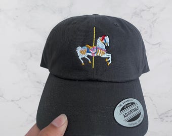Gorra de béisbol bordada con caballo de carrusel - Gorra de parque temático