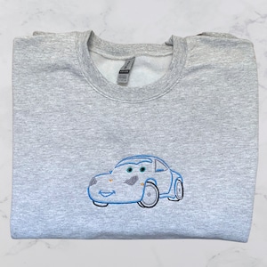 Blue Sports Car Embroidered Sweatshirt