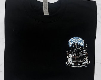 Embroidered Elephant Sweatshirt: Bubble Bath Animal Design