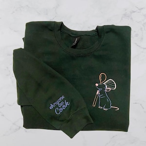 Anyone can Cook Sweatshirt, Ratatouille Sweatshirt,  Rat Sweatshirt, Park Wear, Embroidered Rat Shirt