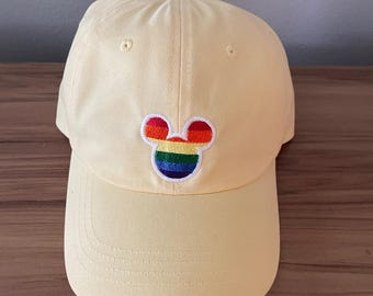 Gorra de orgullo, gorra arcoíris con orejas de ratón, gorra de béisbol de parque temático