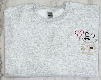 Geborduurd Baby Y0da-sweater: op Galactic Jed1 geïnspireerd ontwerp