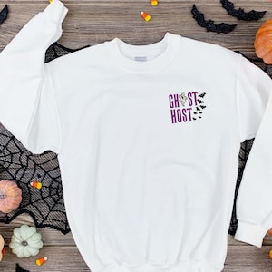 Ghost Host Embroidered Sweatshirt - Halloween Crewneck
