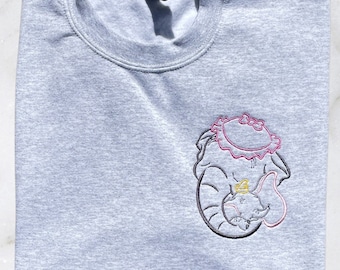 Mammaelefant och elefantunge-tröja, broderad tröja, mors dag-present, omtänksam present, djurtröja