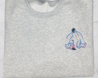 Eeyore Inspired With a Tail Sweatshirt, Hundred Acre Woods Inspired Embroidery