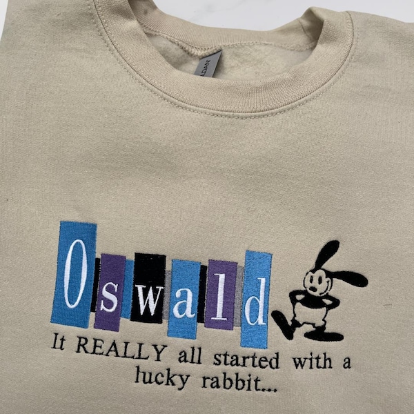 Retro sweatshirt met geborduurd konijn: vintage geïnspireerd ontwerp