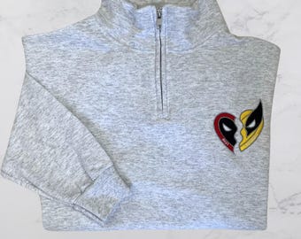 Deadp00l and W0lfie Sweatshirt, Half Man Half Hero Sweatshirt, Embroidered Sweatshirt, Best friends shirt