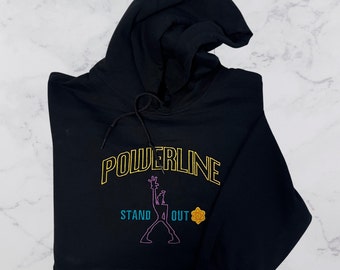 A Stand out hoodie, P0WERLINE Sweatshirt, Embroidered, 90s Inspired, 121 Hoodie