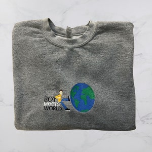 Boy Meets World Embroidered Globe Sweatshirt - 90s Cartoon Style