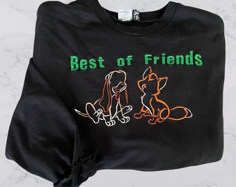 Fox and Dog Sweatshirt, Best Friend Sweatshirt, Theme Park Sweatshirt, Embroidered Sweatshirt, Embroidered Dog Shirt, Perfect Gift