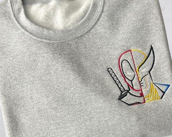 Deadp00l and W0lfie Sweatshirt, Half Man Half Hero Sweatshirt, Embroidered Sweatshirt, Best friends shirt