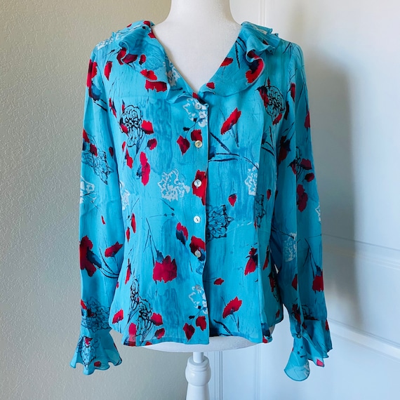 Vintage Tess silk poppy blouse