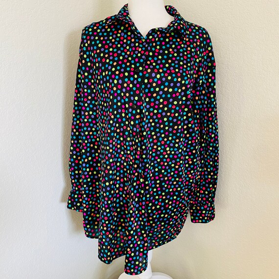 Rose Marie Reid rainbow dot blouse