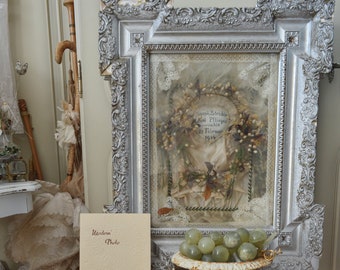 RAR: Antique votive picture Bridal Wreath Bridal Crown Wedding 1914 Diorama Tiara Crown Grows Flowers Headpiece Buds Heart
