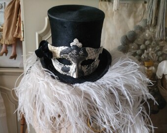 Charming Vintage Venetian Mardi Gras Mask Sepia Black Gold Decoration French Brocante Style Venice Shabby Chic Mardi Gras Mask Ball