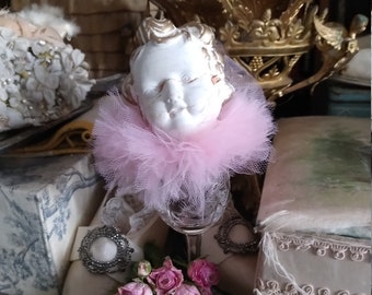 Sweet mini ruff tulle collar brocante style Victorian Edwardian collar made of tulle pink pastel pink frill