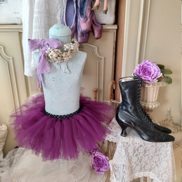 Vintage Shabby Chic Mannequin Bear Dolls Filles Tulle Jupe Violet Jupon Ballet Rock Tulle Costume