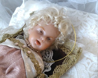 French Jesus child saint figure wax child old Fatschenkind nativity figure Jesus doll vintage brocante shabby chic wax Christ boy