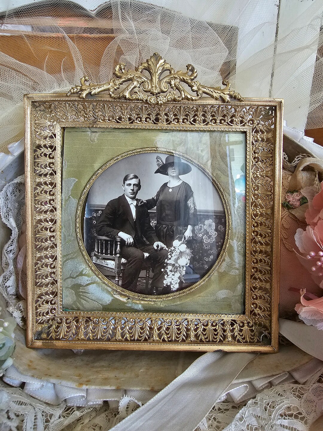 Antique French Photo Frame Picture Frame Wedding Photo Glass Etsy