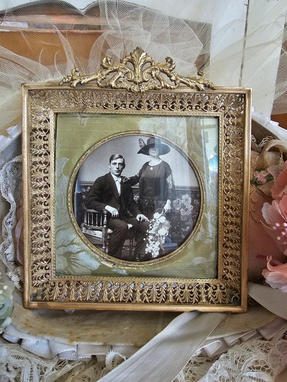 Photo Antique Wooden Frame Wedding Photo Wedding French - Shabby Picture Frame 1920s Brocante Large Wedding Oval Etsy Picture Glass Vintage Frame