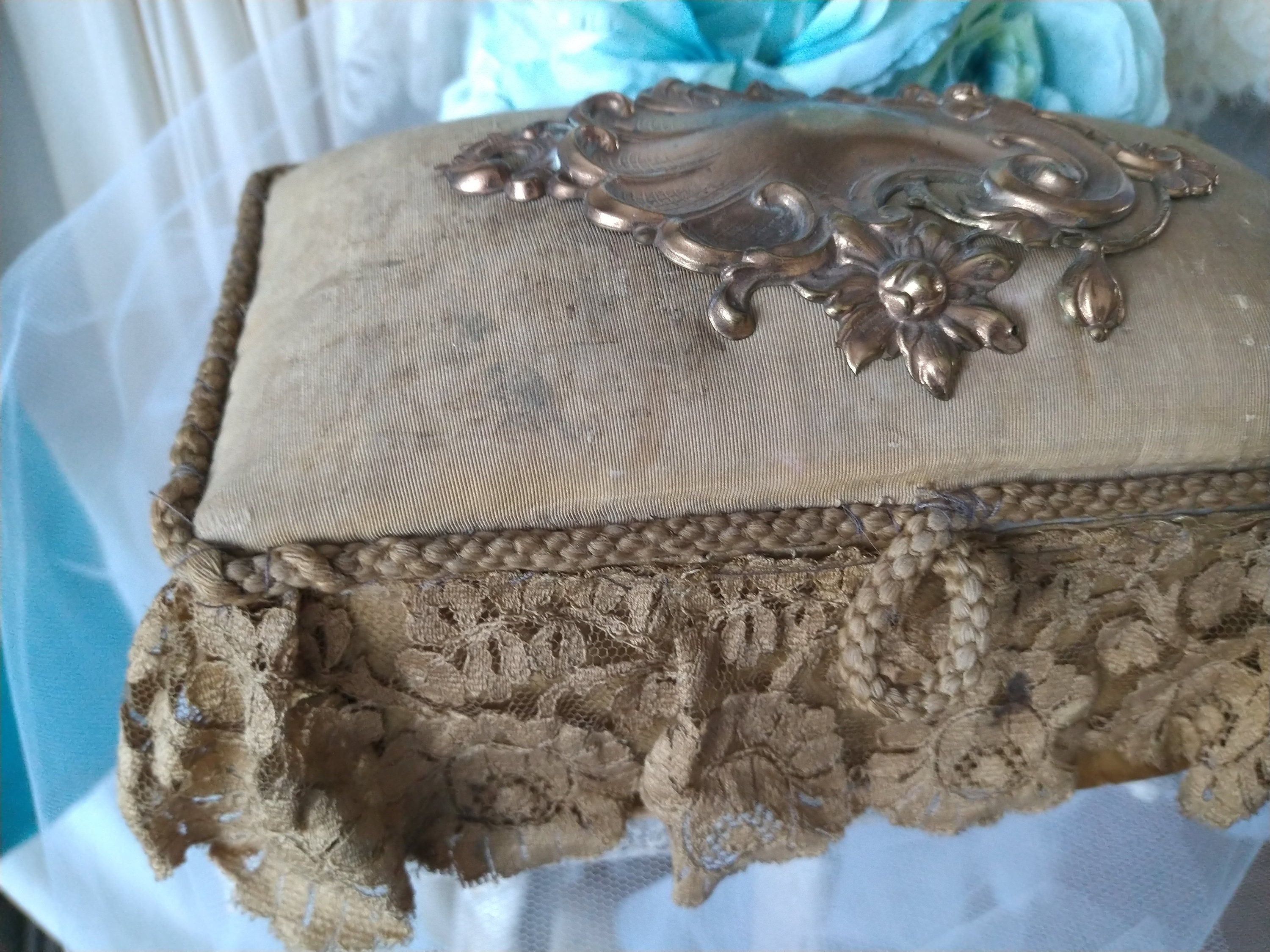 RARE: Enchanting Large Box Lace Small Sewing Box Fabric Box From France ...