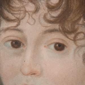 Tableau antique magique portrait pastel dessin au pastel d'une dame / jeune femme 19ème siècle cadre en bois image pastel
