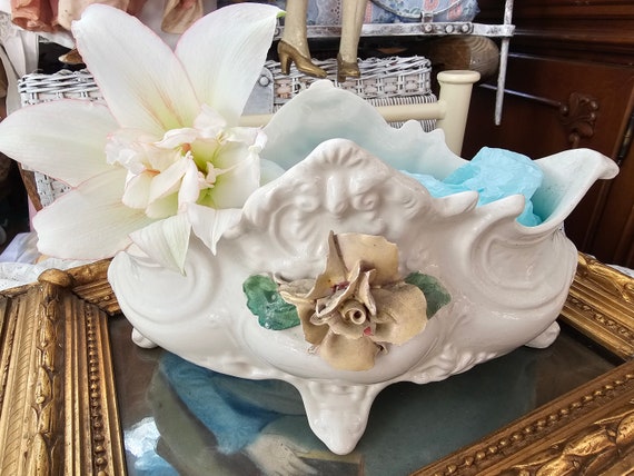 Dekorativer Vintage Blumentopf groe Rosen Jardiniere Porzellan Wei Rosen  bertopf Blumen Vase Pflanzschale Frech Brocante Shabby Chic - Etsy.de