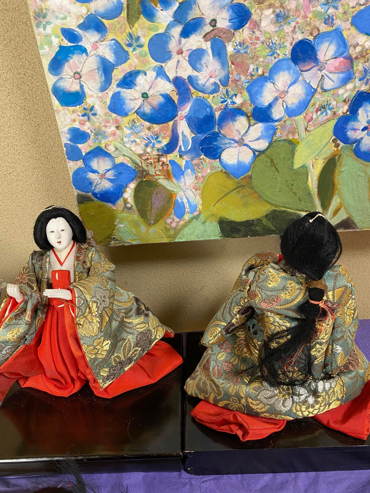 RARE! 3 Old Japan Dolls Vintage Hina Matsuri Sannin Kanjo Court