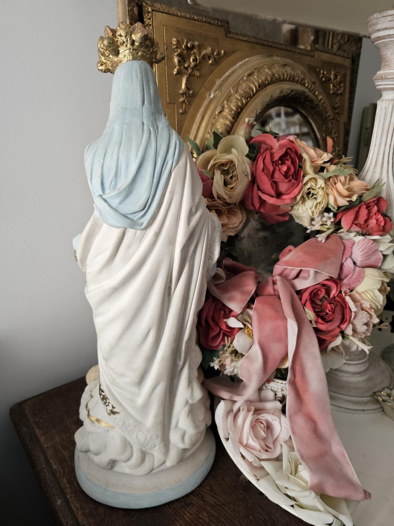 Antique Large French Plaster Figure Maria Madonna Notre Dame Des ...