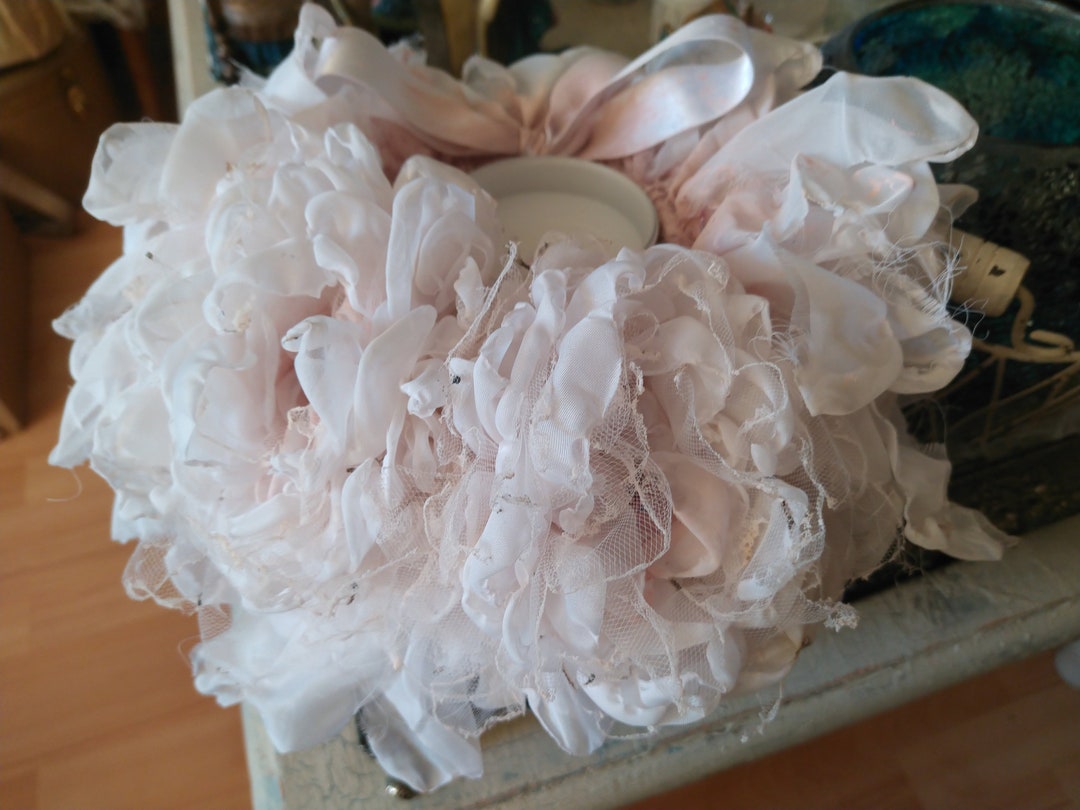 Ruffle Trausers Roses Off-white Boudoir Ruffle Roses Peonies Pink Cream White French Brocante ...