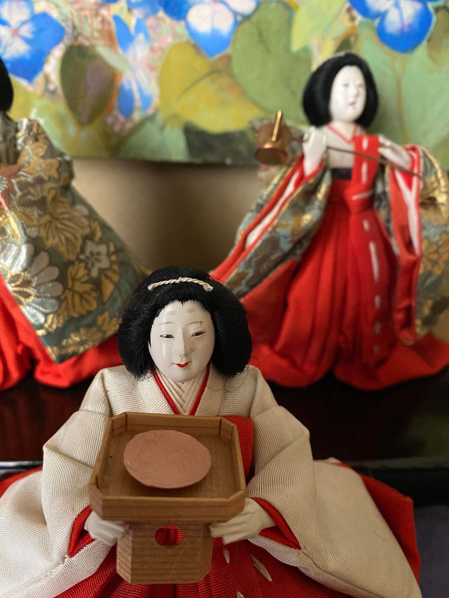RARE! 3 Old Japan Dolls Vintage Hina Matsuri Sannin Kanjo Court