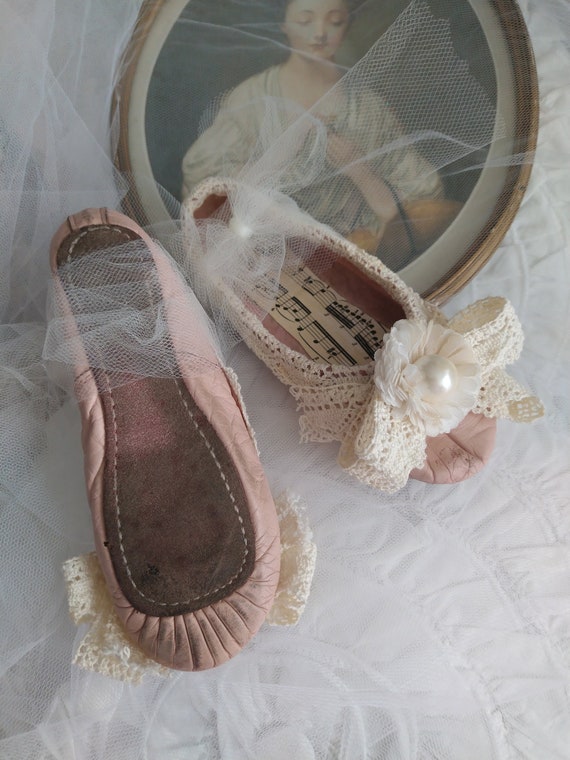 Romantic Vintage Kids Leather Ballet Shoes Baller… - image 10