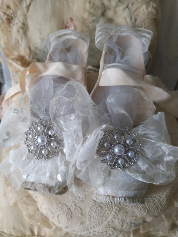 Romantic Beaded Silk Leather Ballet Shoes Dancing… - image 7