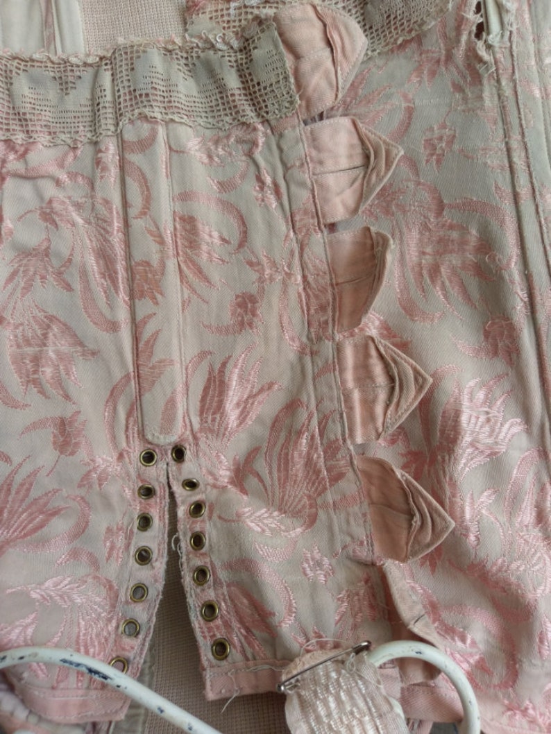 Antique & Lovely: Beautiful French Corset Bodice With Pink - Etsy