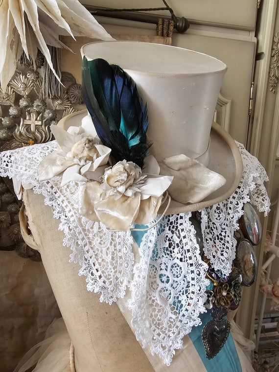 brocantemonamour Antique Around 1900/1910 Rare Hat Jewelry Hat Feathers Milliner Feather Millinery Hat Bonnet Hatter Accessories Green Blue