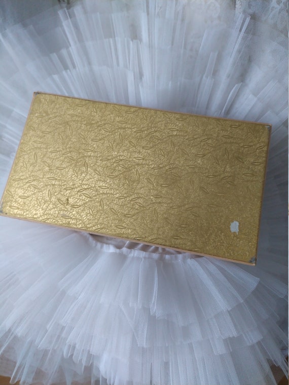 RARE: vintage boudoir shabby box silk fabric box … - image 6