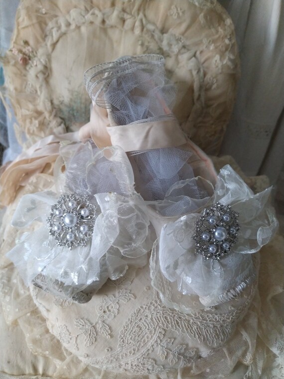 Romantic Beaded Silk Leather Ballet Shoes Dancing… - image 8