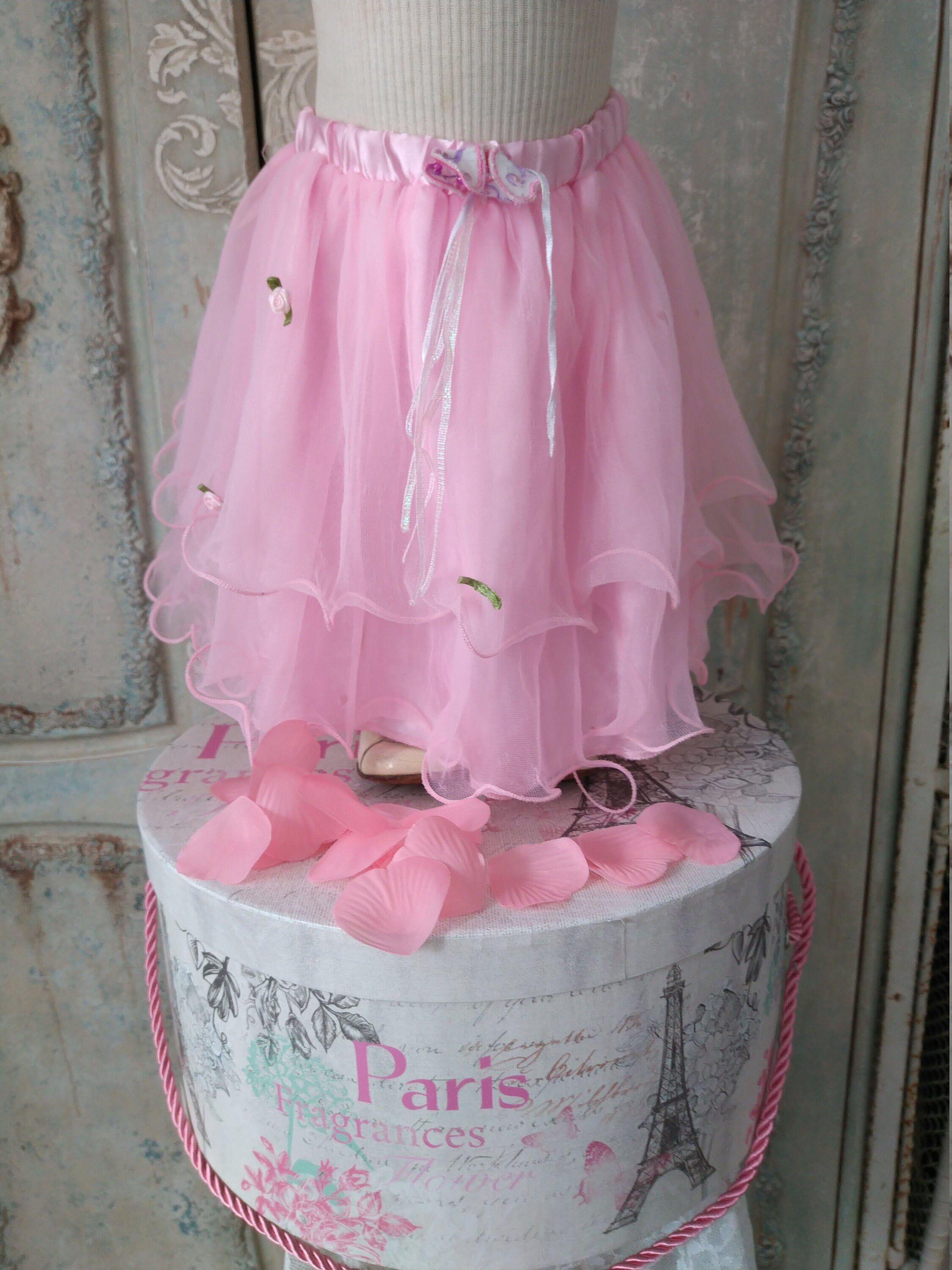 Shabby Mannequin Bear Dolls Tulle Skirt Roses Pink Petticoat Dance