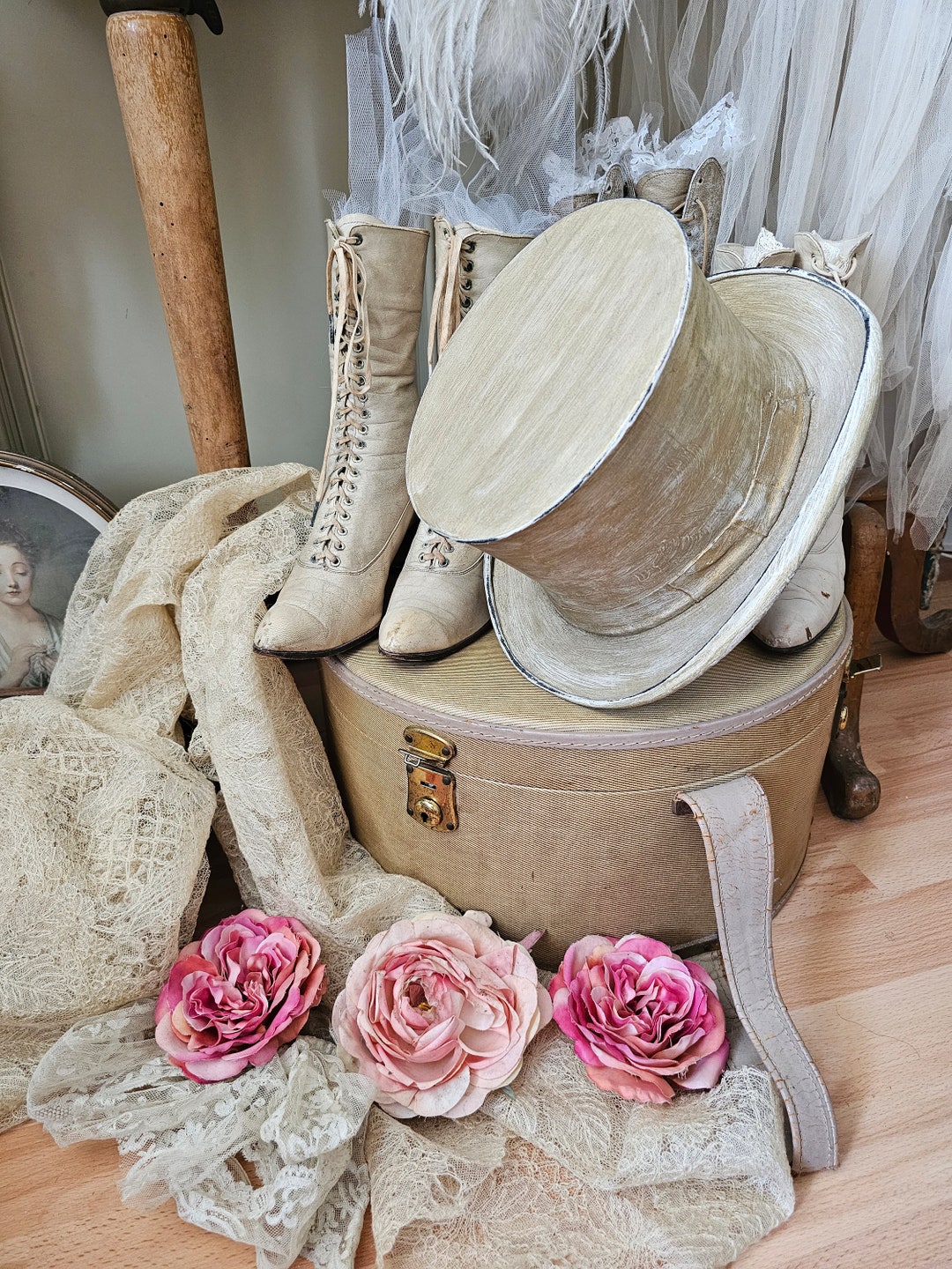 Antique Brocante Men's Hat Hat Cylinder Top Hat Chapeau Etsy