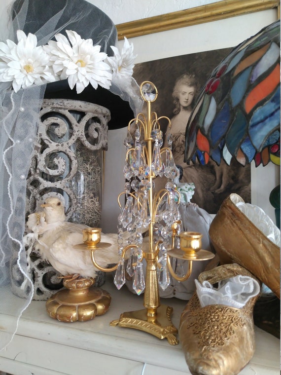 So Brocante: フランス産の古いクリスタルシャンデリア、キャンドル