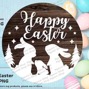 Easter Door Hanger SVG , Happy Easter Wreath SVG, family Easter  SVG file