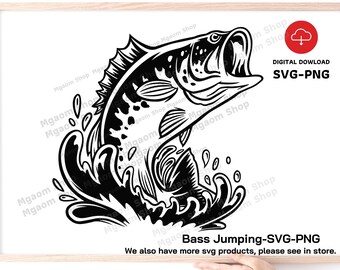 Jumping Bass Svg Etsy