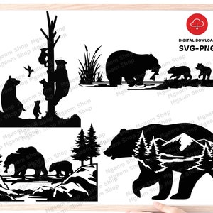 Bear Family SVG Bundle: Forest Bear Scene (Digital Download)