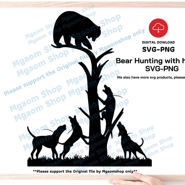 Bear hunting with hounds SVG file , Bear Hunting SVG, Svg for Hunter