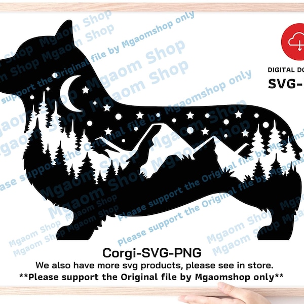 Corgi SVG , Corgi Dog SVG, Corgi nature scene svg, Dog svg, love Corgi svg, Svg for family