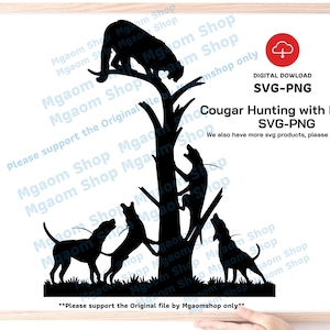 Cougar Hunting with Hounds SVG, PNG : Hond hunting SVG (Digital Download)