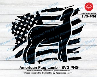 Agneau drapeau américain SVG PNG : animal de ferme patriotique (téléchargement numérique)