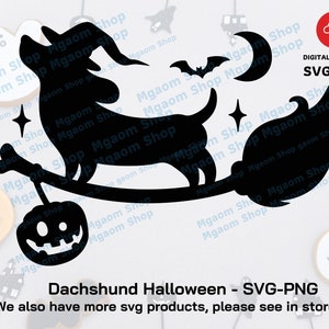 Dachshund Witch Halloween SVG PNG: Funny Dog Design (Digital Download)