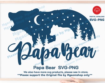 Papa Bear Svg, Father's day Svg, Papa Svg, Dad Svg, father Bear Svg, Papa and baby Svg, Svg for family