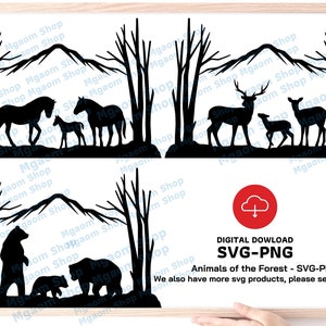 Animals of the Forest Svg, Animals Forest Svg,Deer Svg, Bear Svg,Horse Svg,Animals Scene Svg,Family Animals Svg,SVG for Family